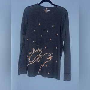 Marushka Long Sleeve Waffle Knit Shirt - “Moose Lick” - Large - Dark Grey - EUC